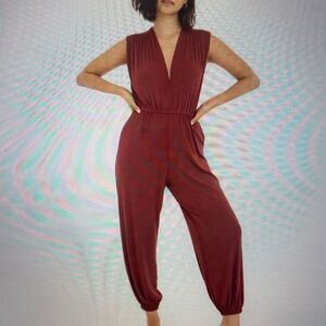 Imbohdi Shira Jumpsuit, Med, Ribbed Redwood